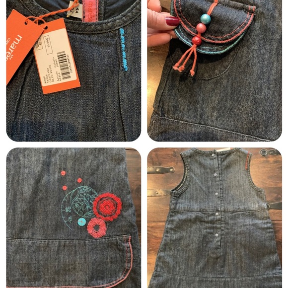 NWT Marese size 4 4T denim Jumper Dress. - Picture 2 of 3